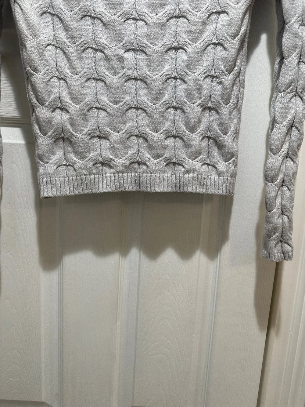 Aeropostale Light Gray Cable Off-the-Shoulder Sweater